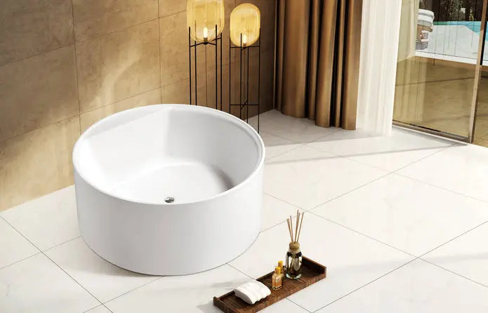 Kingston Brass Aqua Eden VTRO535322 53" Round Acrylic Freestanding Tub with Drain Kingston Brass