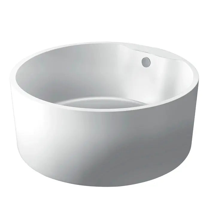 Kingston Brass Aqua Eden VTRO535323 53" Round Acrylic Freestanding Tub with Drain, Glossy White Kingston Brass
