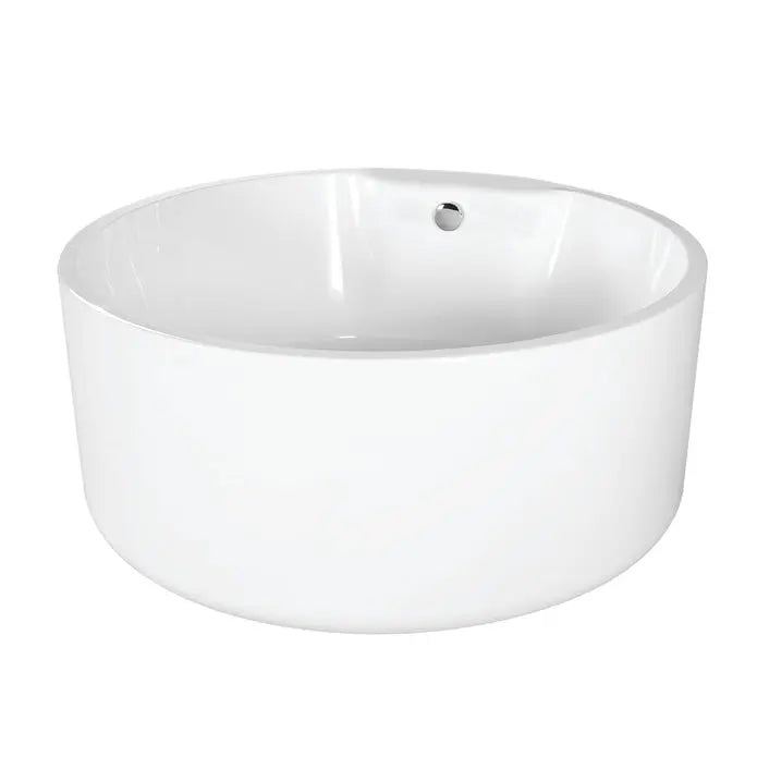 Kingston Brass Aqua Eden VTRO535323 53" Round Acrylic Freestanding Tub with Drain, Glossy White Kingston Brass