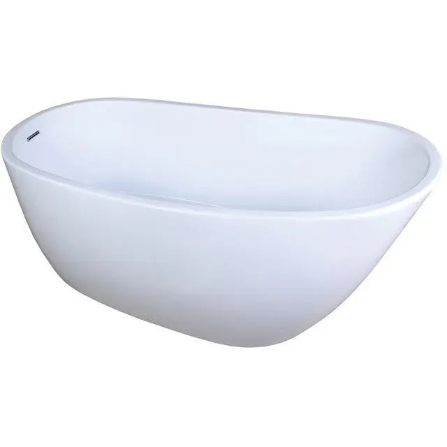 Kingston Brass Aqua Eden 59" Acrylic Single Slipper Freestanding Tub with Reversible/End Drain