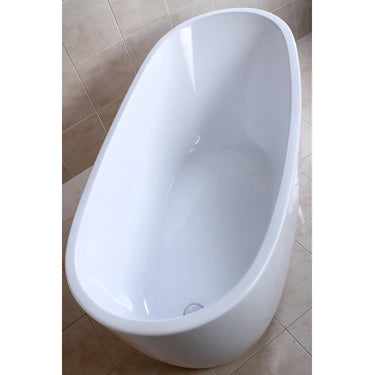 Kingston Brass Aqua Eden 59" Acrylic Single Slipper Freestanding Tub with Reversible/End Drain - side view