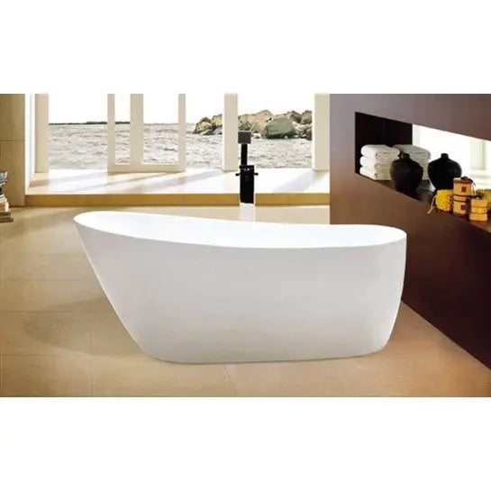 Kingston Brass Aqua Eden 59" Acrylic Single Slipper Freestanding Tub with Reversible/End Drain