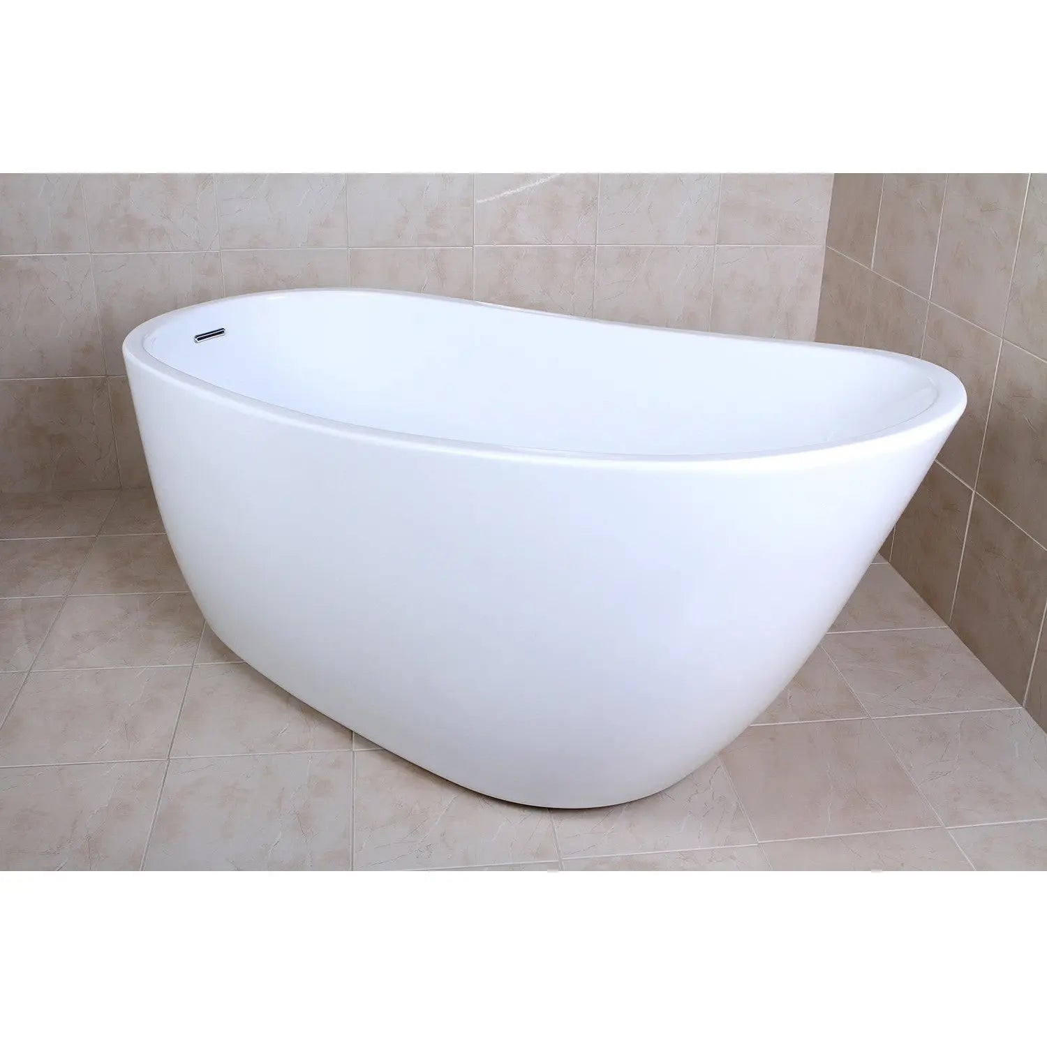 Kingston Brass Aqua Eden 59" Acrylic Single Slipper Freestanding Tub with Reversible/End Drain
