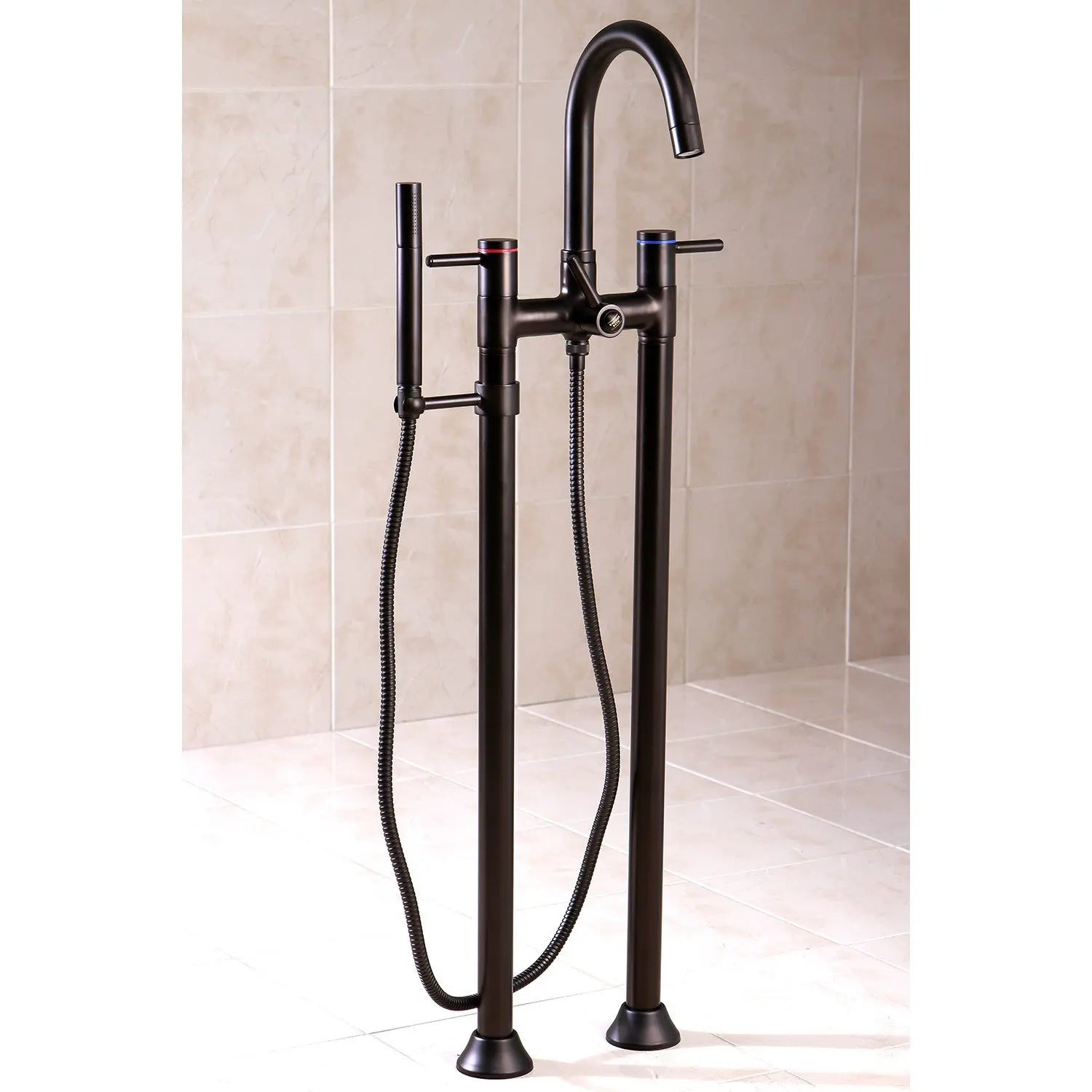 Kingston Brass KS835 Concord Floor Mount Tub Filler with Hand Shower