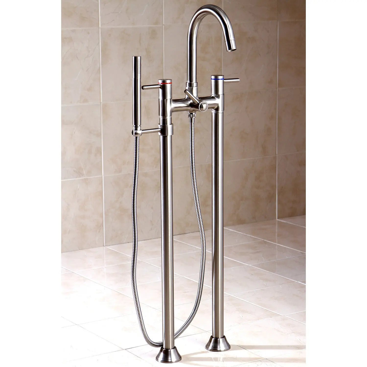 Kingston Brass KS835 Concord Floor Mount Tub Filler with Hand Shower