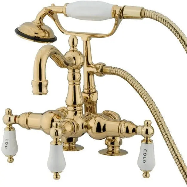Kingston Brass Vintage CC1017T8 Three-Handle 2-Hole Deck Mount Clawfoot Tub Faucet with Hand Shower