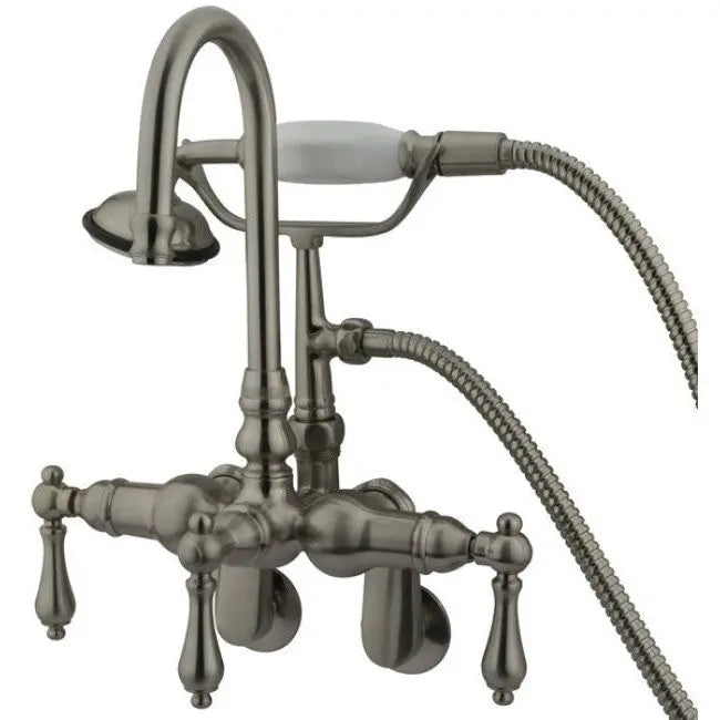 Kingston Brass Vintage CC301T Three-Handle 2-Hole Tub Wall Mount Clawfoot Tub Faucet with Hand Shower