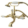 Kingston Brass Vintage CC543T Three-Handle 2-Hole Tub Wall Mount Clawfoot Tub Faucet with Hand Shower Kingston Brass