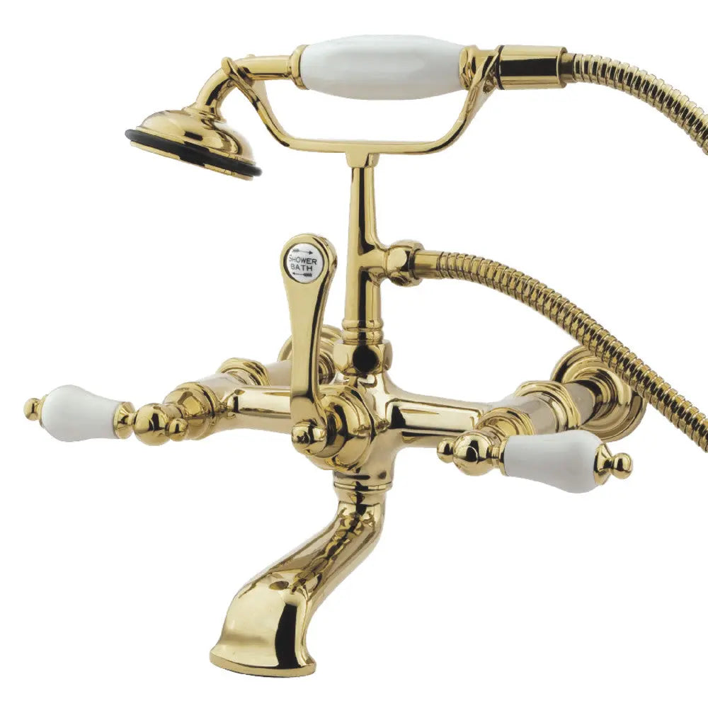 Kingston Brass Vintage CC543T Three-Handle 2-Hole Tub Wall Mount Clawfoot Tub Faucet with Hand Shower Kingston Brass