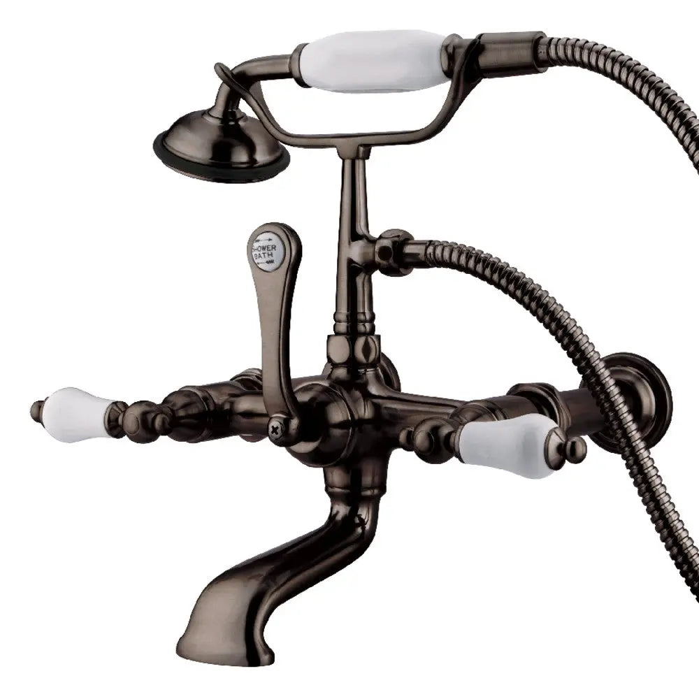 Kingston Brass Vintage CC543T Three-Handle 2-Hole Tub Wall Mount Clawfoot Tub Faucet with Hand Shower Kingston Brass