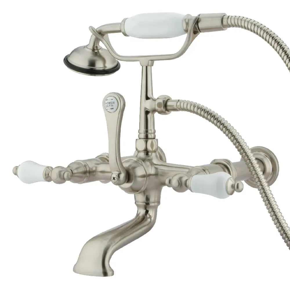 Kingston Brass Vintage CC543T Three-Handle 2-Hole Tub Wall Mount Clawfoot Tub Faucet with Hand Shower Kingston Brass