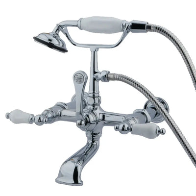 Kingston Brass Vintage CC543T Three-Handle 2-Hole Tub Wall Mount Clawfoot Tub Faucet with Hand Shower Kingston Brass