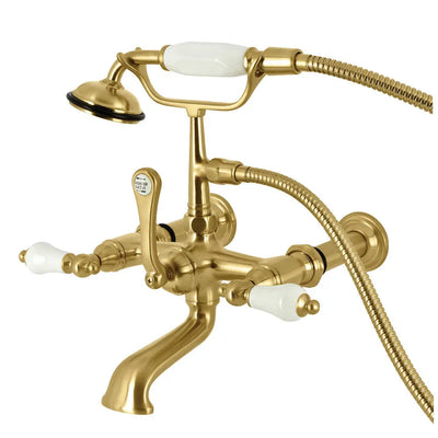 Kingston Brass Vintage CC543T Three-Handle 2-Hole Tub Wall Mount Clawfoot Tub Faucet with Hand Shower Kingston Brass