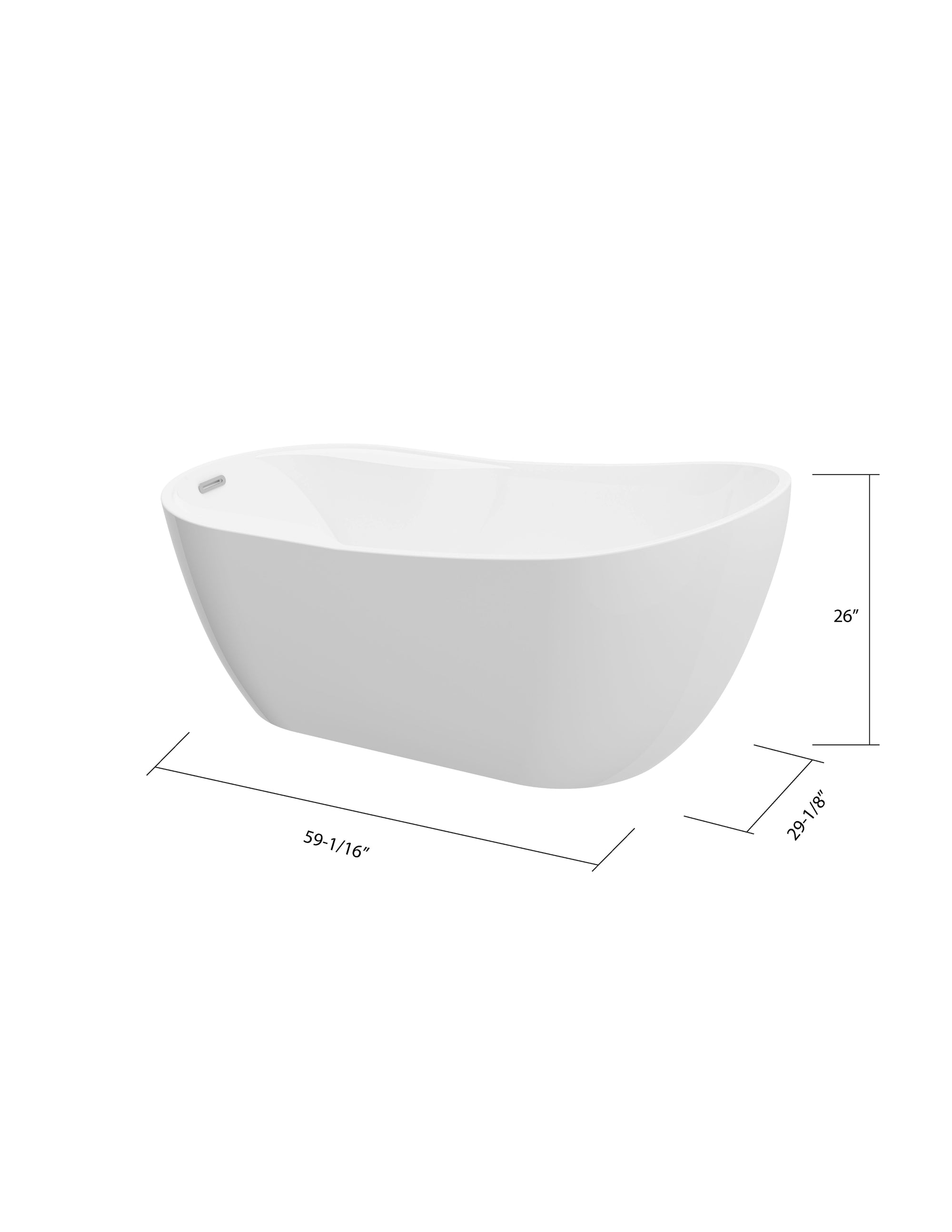 A & E Bath and Shower Miami 59" Double Deck Freestanding Tub