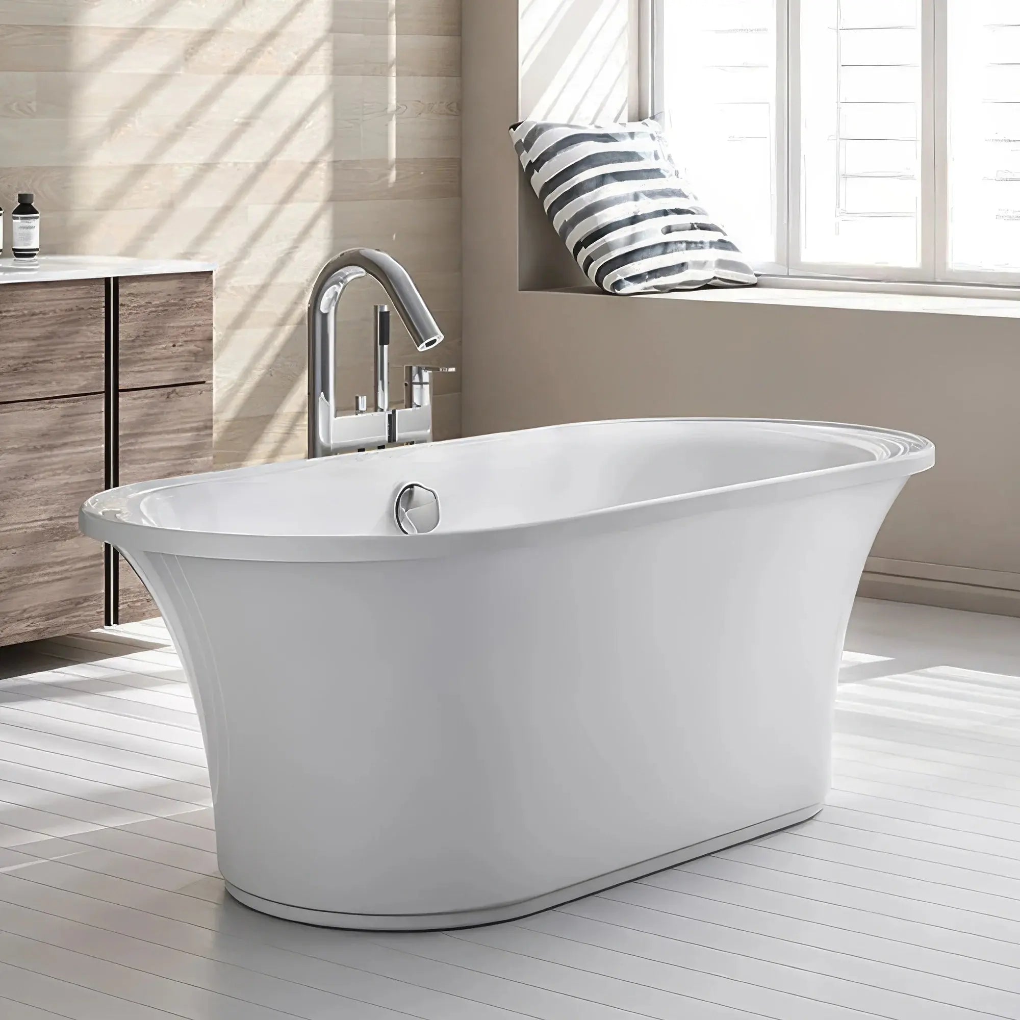 Whitehaus Collection WHBL175BATH Oval Double Side Freestanding Acrylic Soaking Bathtub Alfi Trade Inc