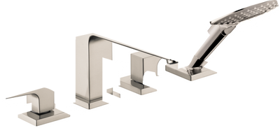 Hansgrohe Metropol 4-Hole Roman Tub Set Trim with Lever Handles and 1.75 GPM Handshower