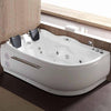 EAGO AM124-R 71" Double Corner Acrylic White Jetted Whirlpool Tub Freestanding Bathtubs Top View in Bathroom