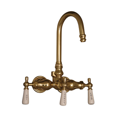 Barclay Products Clawfoot Tub Filler – Leg Tub Diverter Polished Brass in White Background