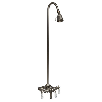 Barclay Products Clawfoot Tub Filler – Diverter Faucet with Old Style Spigot Brushed Nickel in White Background