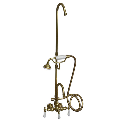 Barclay Products Clawfoot Tub/Shower Converto Unit with Handheld Shower Polished Brass in White Background