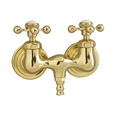 Barclay Products Clawfoot Tub Filler – Metal Cross Handles Polished Brass in White Background