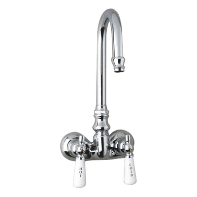 Barclay Products Clawfoot Tub Filler – Code Spout, Lever Porcelain Handles Polished Chrome in White Background
