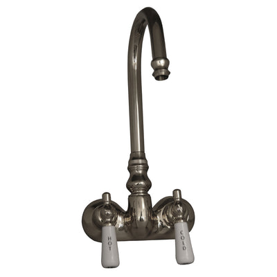 Barclay Products Clawfoot Tub Filler – Code Spout, Lever Porcelain Handles Polished Nickel in White Background