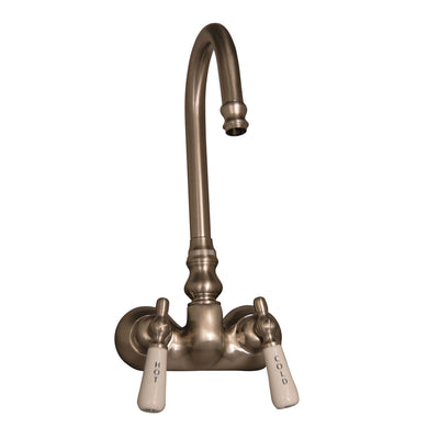 Barclay Products Clawfoot Tub Filler – Code Spout, Lever Porcelain Handles Brushed Nickel in White Background
