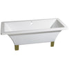 Kingston Brass Aqua Eden 71" Acrylic Clawfoot Square Tub Freestanding Bathtubs Chrome Front View White Background