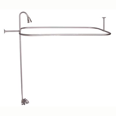 Barclay Products Code Spout “D” Rod Clawfoot Tub Shower Unit Brushed Nickel in White Background