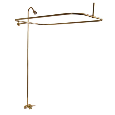 Barclay Products Code Spout “D” Rod Clawfoot Tub Shower Unit Polished Brass in White Background