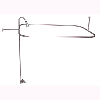Barclay Products Code Spout “D” Rod Clawfoot Tub Shower Unit polished Nickel in White Background