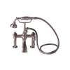 Barclay Products Clawfoot Rim-Mounted Filler with Hand-Held Shower – Metal Lever Handles Brushed Nickel in White Background