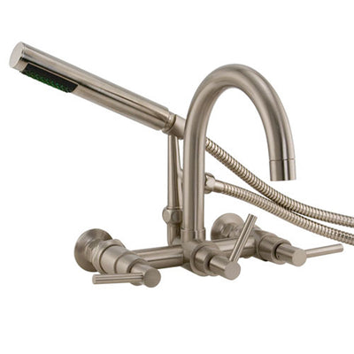 Barclay Products 7088-ML-BN Clawfoot Tub Filler – Gooseneck Spout & Lever Handles Brushed Nickel in White Background