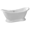 Barclay Products Monterrey 63" Acrylic Double Slipper Tub on Base, White, No Holes - Affordable Cheap Freestanding Clawfoot Bathtub Tub Front View White Background
