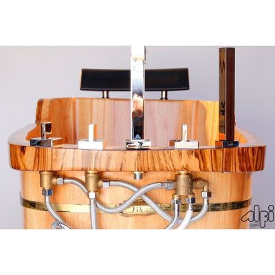 Alfi Brand AB1148 59" Free Standing Wood Bath Tub with Chrome Tub Filler - Affordable Cheap Freestanding Clawfoot Bathtubs Tub