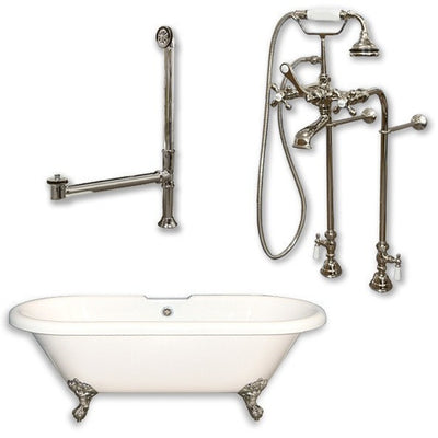 Cambridge Plumbing Acrylic Double Ended Clawfoot Bathtub 70" X 30" with no Faucet Drillings and Complete Plumbing Package - Affordable Cheap Freestanding Clawfoot Bathtubs Tub