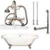 Cambridge Plumbing Acrylic Double Ended Clawfoot Bathtub 70" X 30" with 7" Deck Mount Faucet Drillings and Complete Plumbing Package - Affordable Cheap Freestanding Clawfoot Bathtubs Tub