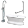 Cambridge Plumbing ADEP-150-PKG-CP-NH Acrylic Double Ended Pedestal Tub 70" X 30" no Faucet Drillings and Complete Polished Chrome Plumbing Package - Affordable Cheap Freestanding Clawfoot Bathtubs Tub