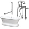 Cambridge Plumbing ADEP-398463-PKG-CP-NH Acrylic Double Ended Pedestal Bathtub 70" by 30" no Faucet Drillings and Polished Chrome Plumbing Package - Affordable Cheap Freestanding Clawfoot Bathtubs Tub