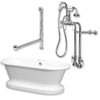 Cambridge Plumbing ADEP-398684-PKG-CP-NH Acrylic Double Ended Pedestal Bathtub 70" X 30" no Faucet Drillings and Polished Chrome Plumbing Package - Affordable Cheap Freestanding Clawfoot Bathtubs Tub