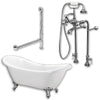 Cambridge Plumbing ADES-398463-PKG-CP-NH Acrylic Double Ended Slipper Bathtub 68" by 28" no Faucet Drillings - Polished Chrome Plumbing Package - Affordable Cheap Freestanding Clawfoot Bathtubs Tub