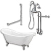 Cambridge Plumbing ADES-398684-PKG-CP-NH Acrylic Double Ended Slipper Bathtub 68" by 28" no Faucet Drillings and Polished Chrome Plumbing Package - Affordable Cheap Freestanding Clawfoot Bathtubs Tub