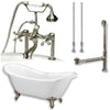 Cambridge Plumbing ADES-463D-6-PKG-BN-7DH Acrylic Double Ended Clawfoot Bathtub 68" X 28" no Faucet Drillings Complete Brushed Nickel Plumbing Package - Affordable Cheap Freestanding Clawfoot Bathtubs Tub