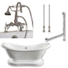 Cambridge Plumbing Acrylic Double Ended Pedestal Slipper Bathtub 68" X 28" with 7" Deck Mount Faucet Drillings and Complete Plumbing Package