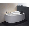 EAGO AM161-L 59" Single Person Corner White Acrylic Whirlpool Freestanding Bathtubs Front View in Bathroom