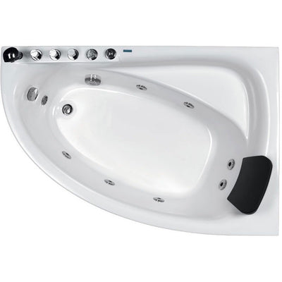 EAGO AM161-L 59" Single Person Corner White Acrylic Whirlpool Freestanding Bathtubs Top View White Background