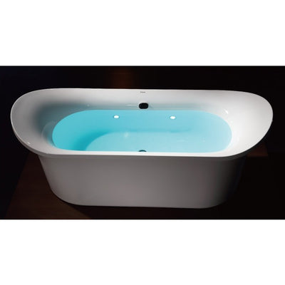 EAGO AM1900 74 3/4 Inch White Freestanding Air Bubble Bathtub Drain Inside View in Bathroom