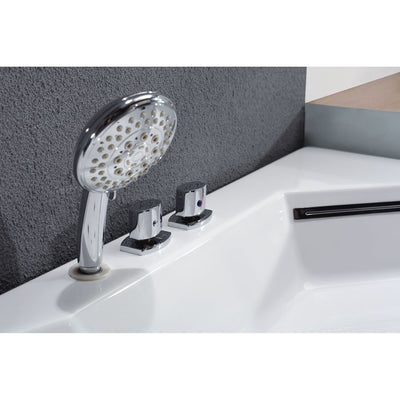 EAGO AM197 5' Rounded Clear Modern Corner Whirlpool with Fixtures Freestanding Bathtubs Faucet View in Bathroom