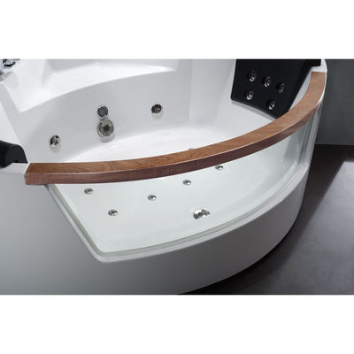 EAGO AM197 5' Rounded Clear Modern Corner Whirlpool with Fixtures Freestanding Bathtubs Left Side View in Bathroom